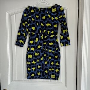 Just Cavalli Blue and Yellow Long Sleeve Dress